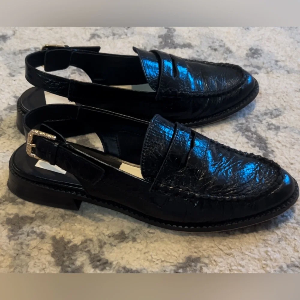 Dolce Vita Black Leather Loafers with Buckle Detail - Picture 1 of 3
